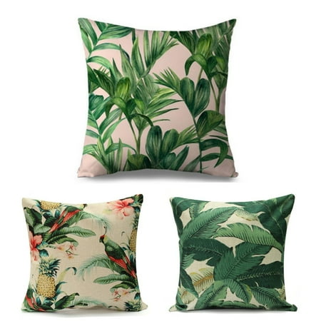 Tropical Throw Pillow Covers Meigar Tropical Banana Green Leaves Throw Pillow Cushion Cover 18''x18'' PillowCase Standard Decorative Back Waist Pillowslip Pillow Protector Case for Sofa Couch Chair Car Seat,01 color ()