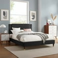 thumbnail image 2 of Modway Zahra Channel Tufted Performance Velvet Full Platform Bed in Charcoal, 2 of 5