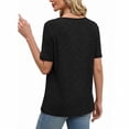 thumbnail image 2 of Womens Summer Tunic Tops Short Sleeve Crew Neck Casual Shirts Button Detail Loose Fit T Shirts for Daily Wear Vacation, 2 of 7