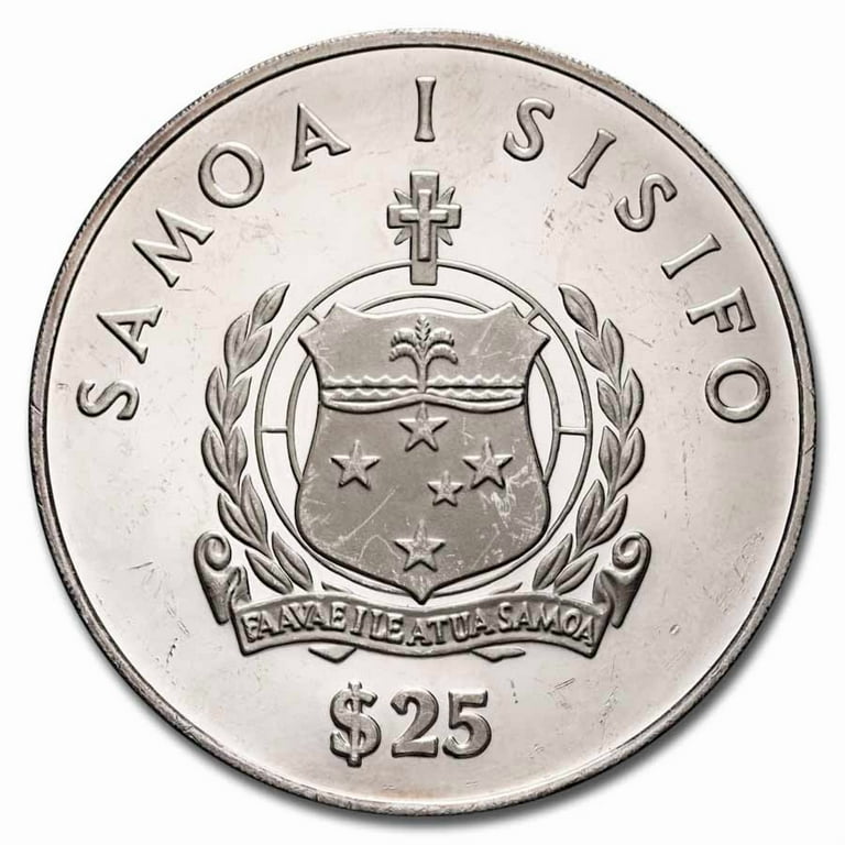 1986 Samoa 5 oz Silver 25 Tala Kon-Tiki Proof (Abrasions