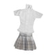 thumbnail image 2 of Camisa abotonada y falda para cosplay, estilo retro, miniatura, ropa de moda, 1/6 Falda azul blanca, 2 of 9