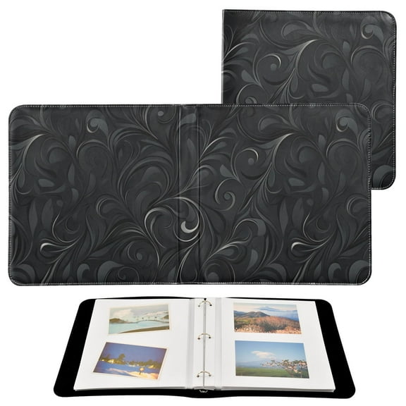 Leather Cover Photo Album 80 Pockets 4x6 Photos Bookshelf Picture Album Dark Mysterious Swirling Plants