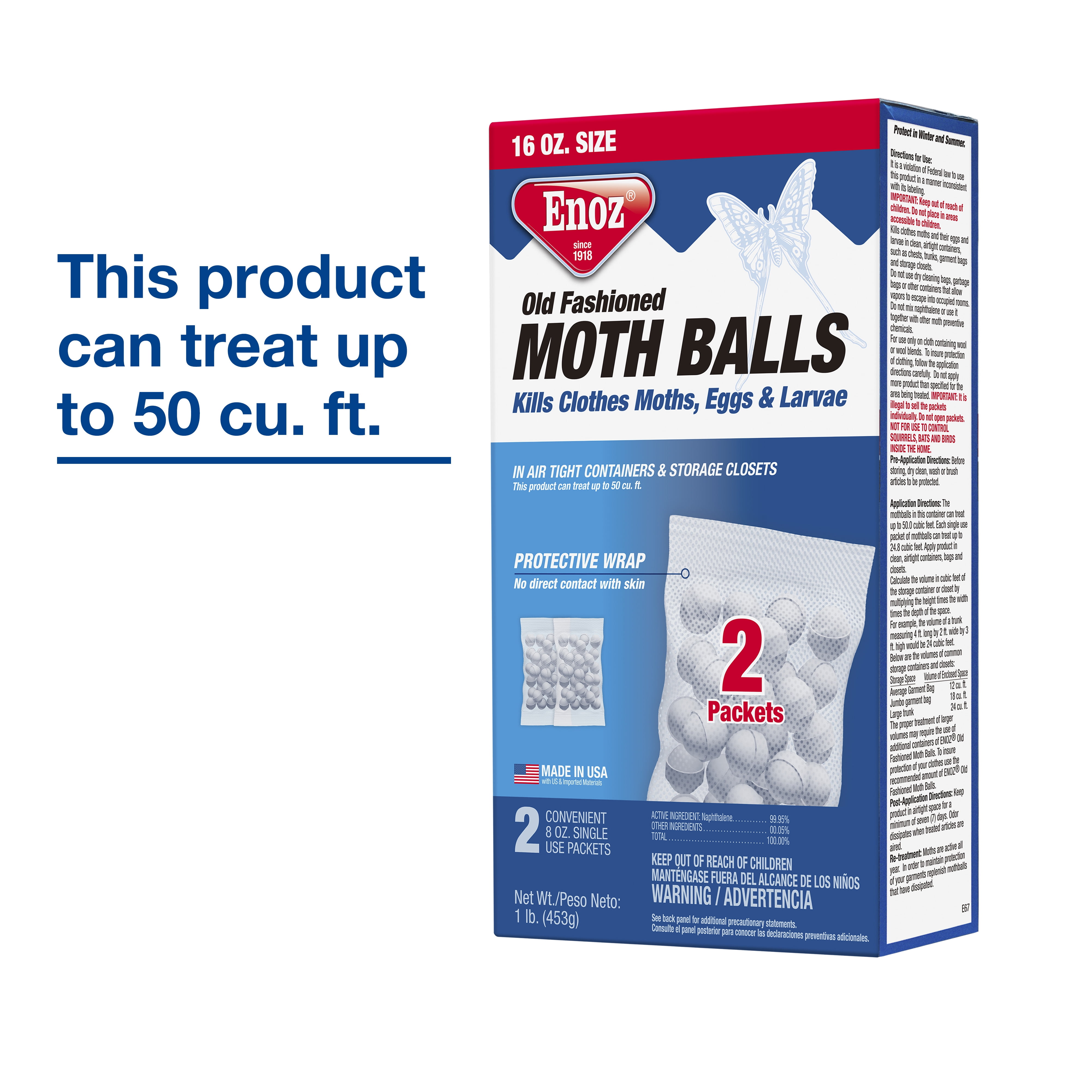 Enoz Original Moth Balls 4 oz Each 4 Pack MOTHBALLS-4 - Jacob Time Inc