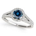 thumbnail image 5 of 1.40 Ct Halo Split Shank Blue Diamond Engagement Rings - Bridal Set - 14K Gold, 5 of 11