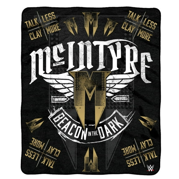 Sleep Squad  Black Drew McIntyre 60" x 80" Raschel Plush Throw Blanket