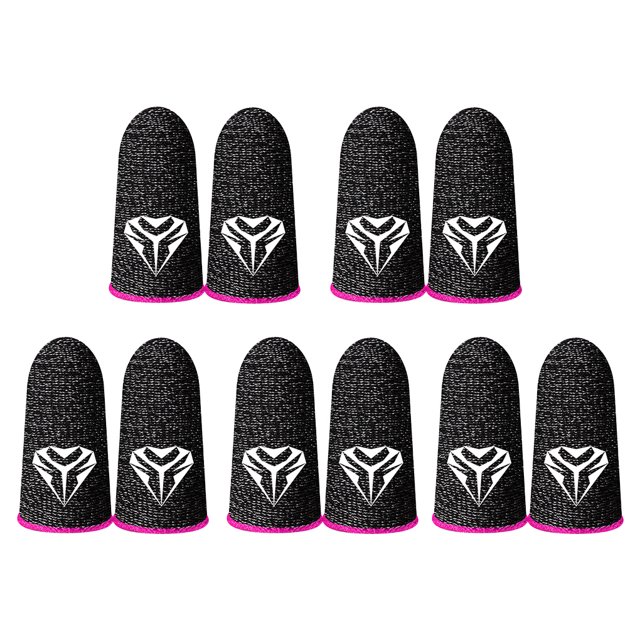 Moyic 5 pares de fundas antihuellas para juegos de teléfonos móviles, guantes reutilizables de punto transpirables de 24 pines a prueba de aceite Videojuegos y accesorios Rosado