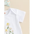 thumbnail image 6 of Bagilaanoe 3pcs Newborn Baby Girl Pants Set Short Sleeve Romper Tops + Daisy Flare Trousers + Headband 3M 6M 12M 18M Infant Casual Clothes, 6 of 7