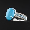 thumbnail image 2 of Luxoro Sleeping Beauty Turquoise Blue Aquamarine Oval 10K White Gold Ring for Women Jewelry Gifts Size 6  Ct 4.43, 2 of 7