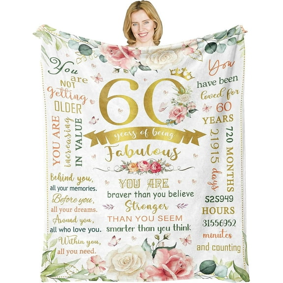 60th Birthday Gifts for Women/Men Blanket 60x50in, 60th Birthday Gift Ideas, Gifts for 60 Year Old Woman, 60th Birthday Decorations Women, Happy 60 Birthday Gifts for Women, 1964 Birthday Gift