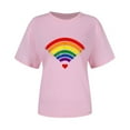 thumbnail image 4 of Inverlee Womens T Shirts Crewneck Dressy Casual Short Sleeve Tops Cute Rainbow Print Shirts Soft Holiday Tunic Blouse Tee, 4 of 5