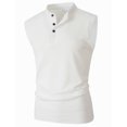 thumbnail image 3 of XFeng Men's Ribbed Sleeveless Henley Tank Top, Stand Collar Casual Muscle Shirt, 3 of 7