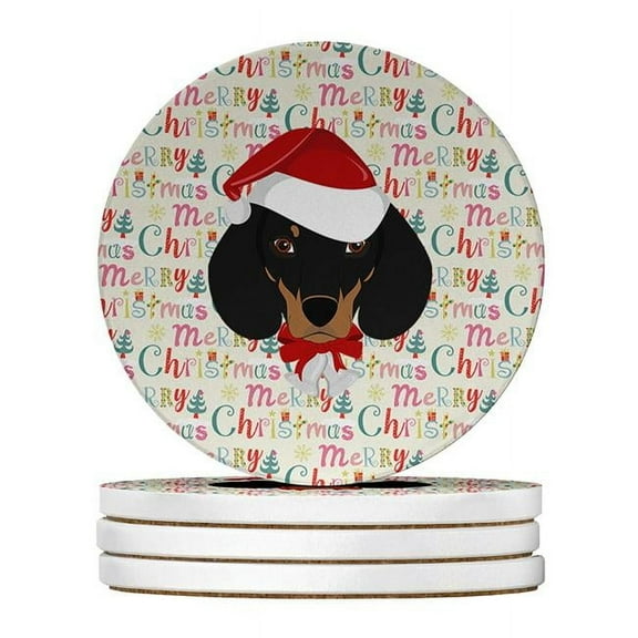 Caroline's Treasures WDK1452RCS4-PARENT Merry Christmas Large Sandstone Coasters Pack of 4, , multicolor