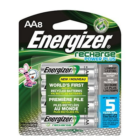 - Energizer Recharge Power Plus AA 2300 mAh Rechargeable Batteries, Pre-Charged, 8 count