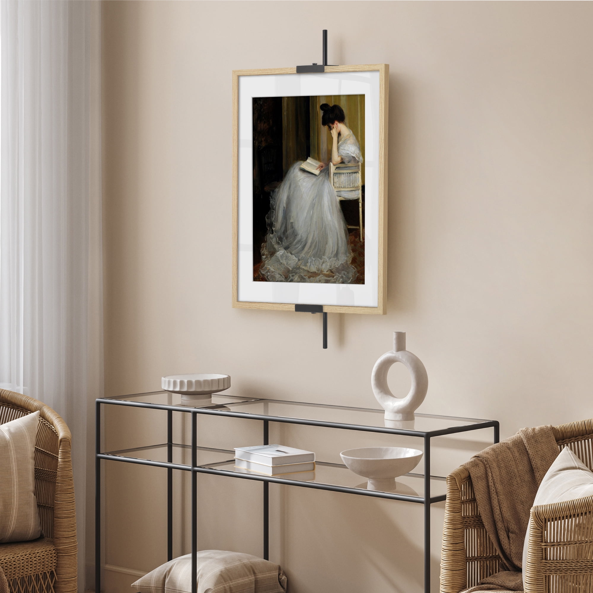 Americanflat 30" Wall Mounted Picture Frame Stand and Artwork Easel Adaptive Clamps Ideal for 20x30 Frame - Black