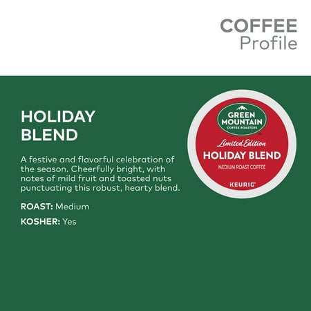 Green Mountain Coffee Holiday Blend, Keurig K-Cup Pods, Medium Roast, 18 Count