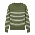 thumbnail image 4 of Women's Pullover Sweater Striped Crewneck Knit Fall Winter Slim Fit Lightweight Tops Loose Casual Sweaters, 4 of 4