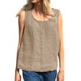 thumbnail image 2 of Tittly Tank Tops Vest for Women Summer Cotton Lnen Sleeveless Shirt Women's Loose Casual Women's Tanks & Camis Womens Tops Vest Tops for Women Beige L, 2 of 5