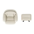 thumbnail image 3 of Jennifer Taylor Home Jovan 31.5" Mid-Century Modern Genuine Leather Recliner Lounge Chair & Ottoman Set, Pastel Beige Leather, 3 of 7