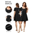 thumbnail image 6 of ValueVibe Nightgowns for Women Crew Neck Sleepshirt Short Sleeve Sleepwear Henley Button House Dress with Pockets, Black XL, 6 of 7