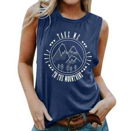 

nsendm 2 Pk Night Gowns Women Casual Sunrise Print Tank Hiking Mountain Sleeveless 100 Cotton Loose Shirts Women Women Vest Navy XX-Large