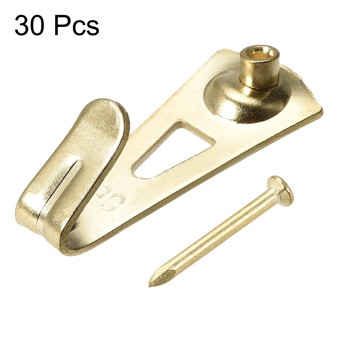 Unique Bargains Picture Hangers 38.5lbs Photo Frame Hooks Kit w Nails Gold Tone 30Pack