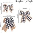 thumbnail image 2 of Black White Plaid Gift Bows Burlap Wreaths Bows Christmas Tree Topper for Wedding Holiday Birthday Party Decoration 12" x 9.4" DIY, 2 of 5