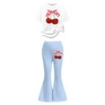 thumbnail image 5 of Gaexia Girls Two Piece Outfits,Stylish Girls Casual Outfit Flared Pants With Short Sleeve Top Comfortable Playwear Two Piece Summer Fashion Clothes,130, 5 of 5