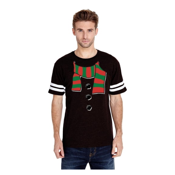 Mens Football Fine Jersey T-shirts - Christmas Snowman Scarf