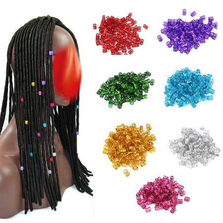 HERCHR 100PCS/Bag New Colorful Hair Braiding Beads Rings Cuff Styling Decoration Tools 7 Colors    ,Hair Braiding Beads, Hair Braid Tube, Hair Braid Rings