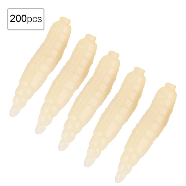 200 Uds 17mm Señuelo Suave Grub Gusanos Artificiales Pesca ANGGREK Amarillo