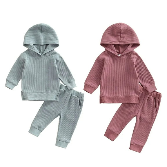 XBASW Infant Baby Boys Girls Tracksuit Outfits Solid Color Hoodie Sweatshirt Tops with Jogger Pants Toddler Spring Fall Set 6M-5T