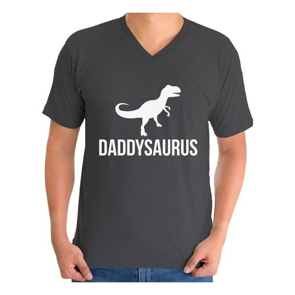 Awkward Styles Men's Daddysaurus Cool Graphic V-neck T-shirt Tops Father`s Day Gift Daddy Saur