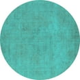 thumbnail image 1 of Ahgly Company Machine Washable Indoor Round Oriental Turquoise Blue Industrial Area Rugs, 4' Round, 1 of 4