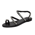 thumbnail image 2 of Zapatos de mujer Cadena de diamantes Zapatillas sin cordones Tacón plano Casual Playa Sandalias de estilo romano Wmkox8yii  nm2756, 2 of 8