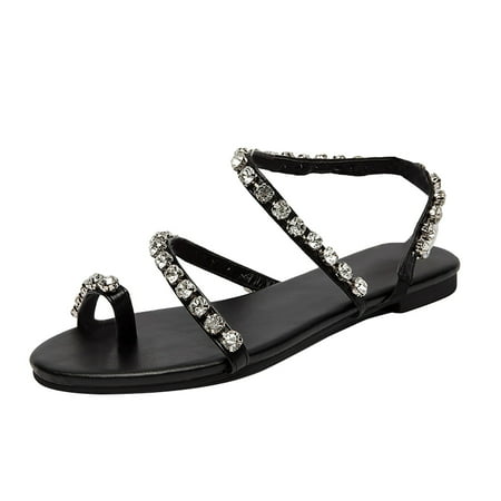 

Summer Sandals For Women Sandals Sandals Women Women s Shoes Diamond Chain Slip-on Slippers Flat Heel Casual Beach Roman Style Sandals