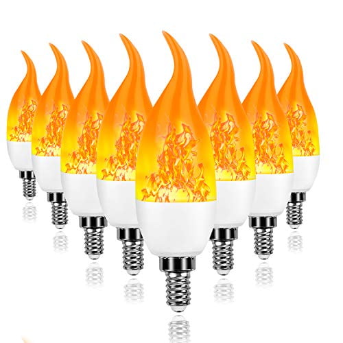 8 Pack E12 LED Flame Effect Light Bulbs 2020 Upgrade 4 Modes with
