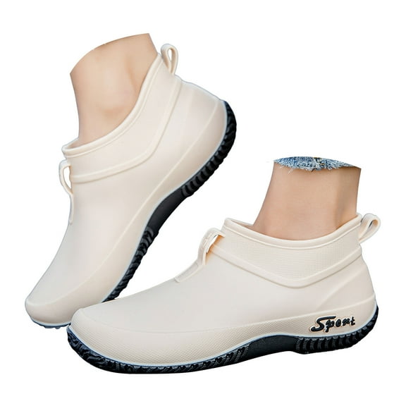 Mepaouo Mens Rain Boots Waterproof Ankle Deck Booties Anti Slip Mud Garden Shoes for Work Fishing Farming