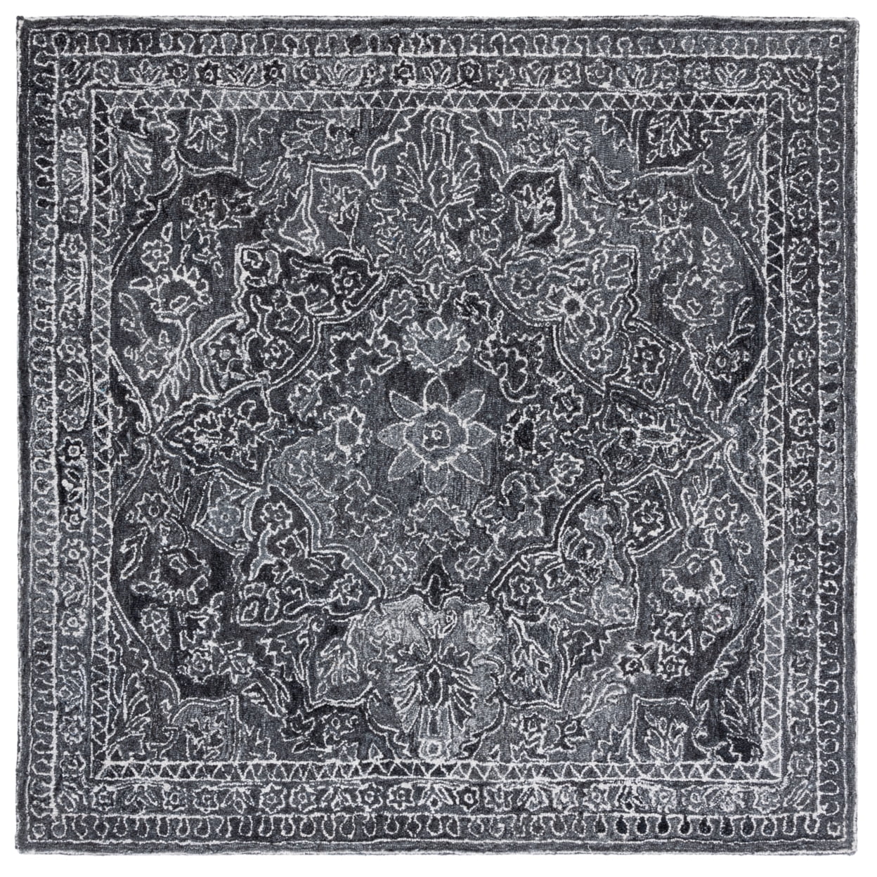 SAFAVIEH Marquee Jone Medallion Area Rug, Black/Ivory, 6' x 9'