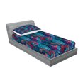thumbnail image 2 of Ambesonne Colorful Fitted Sheet & Pillow Sham Set, Mosaic Shell Swirls, Twinxl, Pale Blue and Lilac Pink, 2 of 2