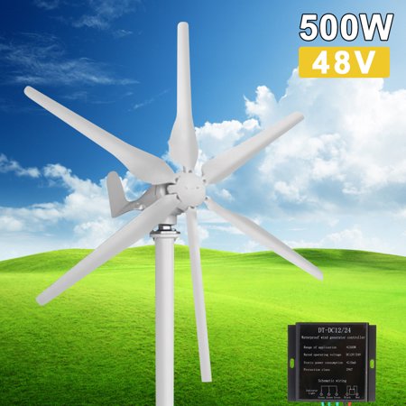 500W 48V Horizontal Wind Turbine Generator 6 Blades Residential Garden