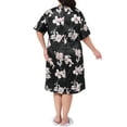 thumbnail image 3 of Agnes Orinda Women's Plus Size Satin Nightgown Floral Print Round Neck Short Sleeve Lounge Midi Sleepwear 2X Black, 3 of 6