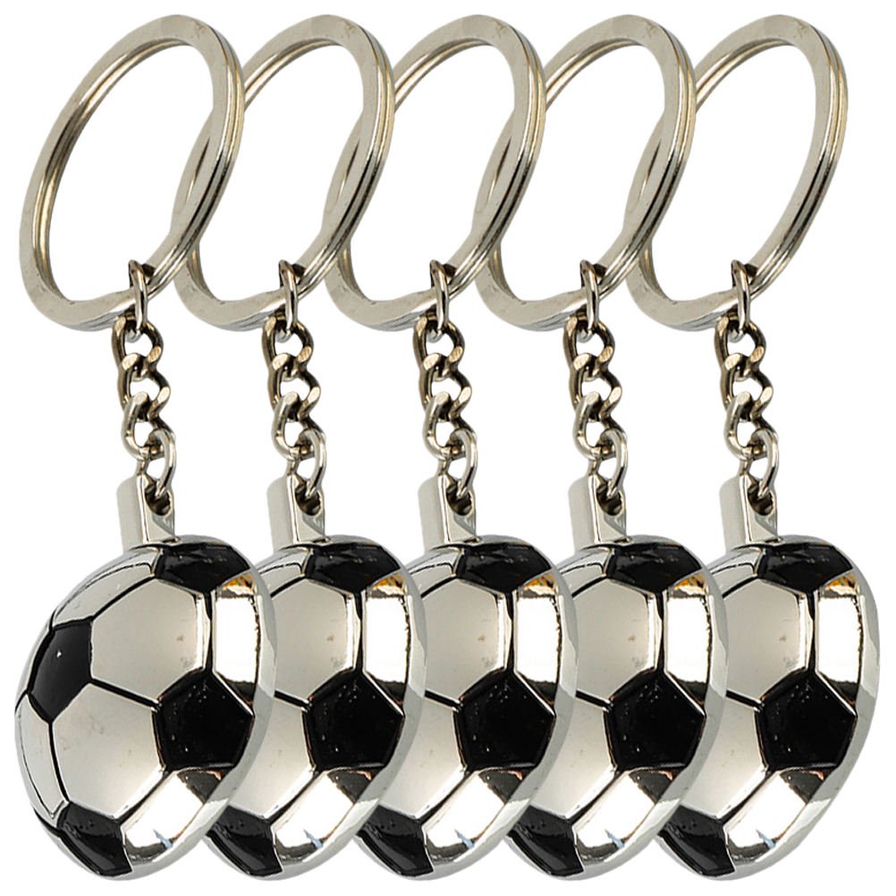 BESTYASH 5-Pack Assorted Color Metal Football Keychains Decorative Key for Backpacks and Bags