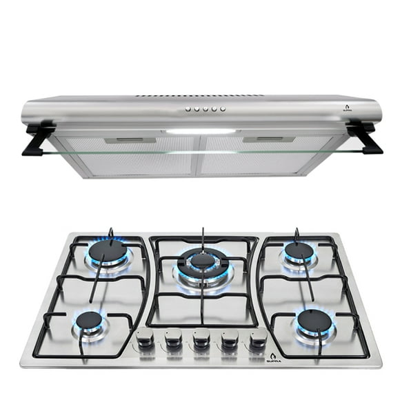 Combo Supra campana de pared y parrilla de 5 quemadores en acero SUPRA Combo Pizzo