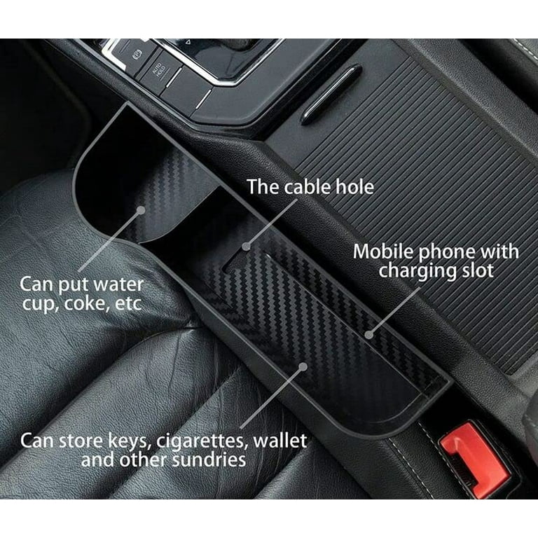 ASYTTY Car Seat Gap Filler Organizer, Multifunctional Seat Gap Storage Box  with Cup Holder, Console Side Extra Pouches with USB Car Charger, Auto  Accessories for Cellphone Wallet Key (Passenger side) 