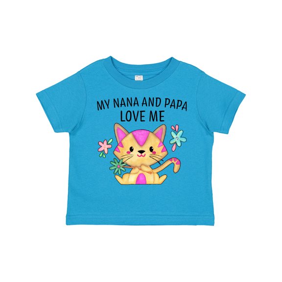Inktastic My Nana and Papa Love Me with Cute Kitten and Flowers Boys or Girls Toddler T-Shirt