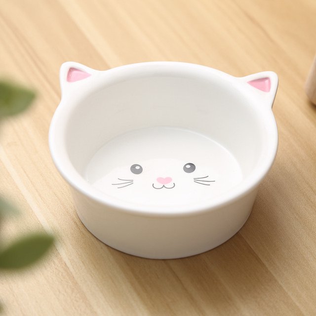 Cuenco de cerámica con forma de cara de gato pequeño, cuenco para comida para mascotas, cuenco para gatos, cuenco para perros, Universal y fácil de limpiar