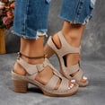 thumbnail image 2 of ATENAR Women Sandals Beach Fashion Sandals for Women Solid Color Womens Shoes Khaki 6.5, 2 of 5