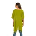 thumbnail image 6 of Beautybatik Avocado green Women Solid Tunic Blouse Kaftan V neck Loose Top Plus Size 3X, 6 of 6