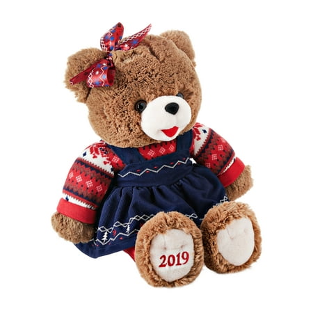 Holiday Time 2019 Snowflake Teddy Bear, Red Sweater