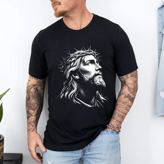 Jesus Christ Face With Crown Of Thorns God Bible T-Shirt